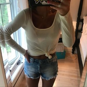 long sleeve cream colored top